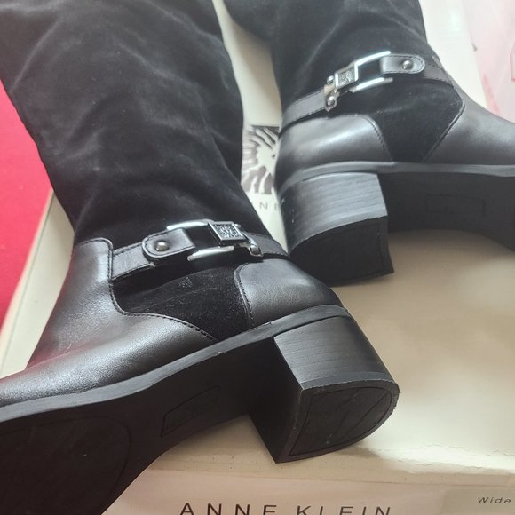 $100 OFF ✅ Anne Klein AK Suede Riding Boots 8.5M Wide Calf ✨ NIB - Picture 13 of 16